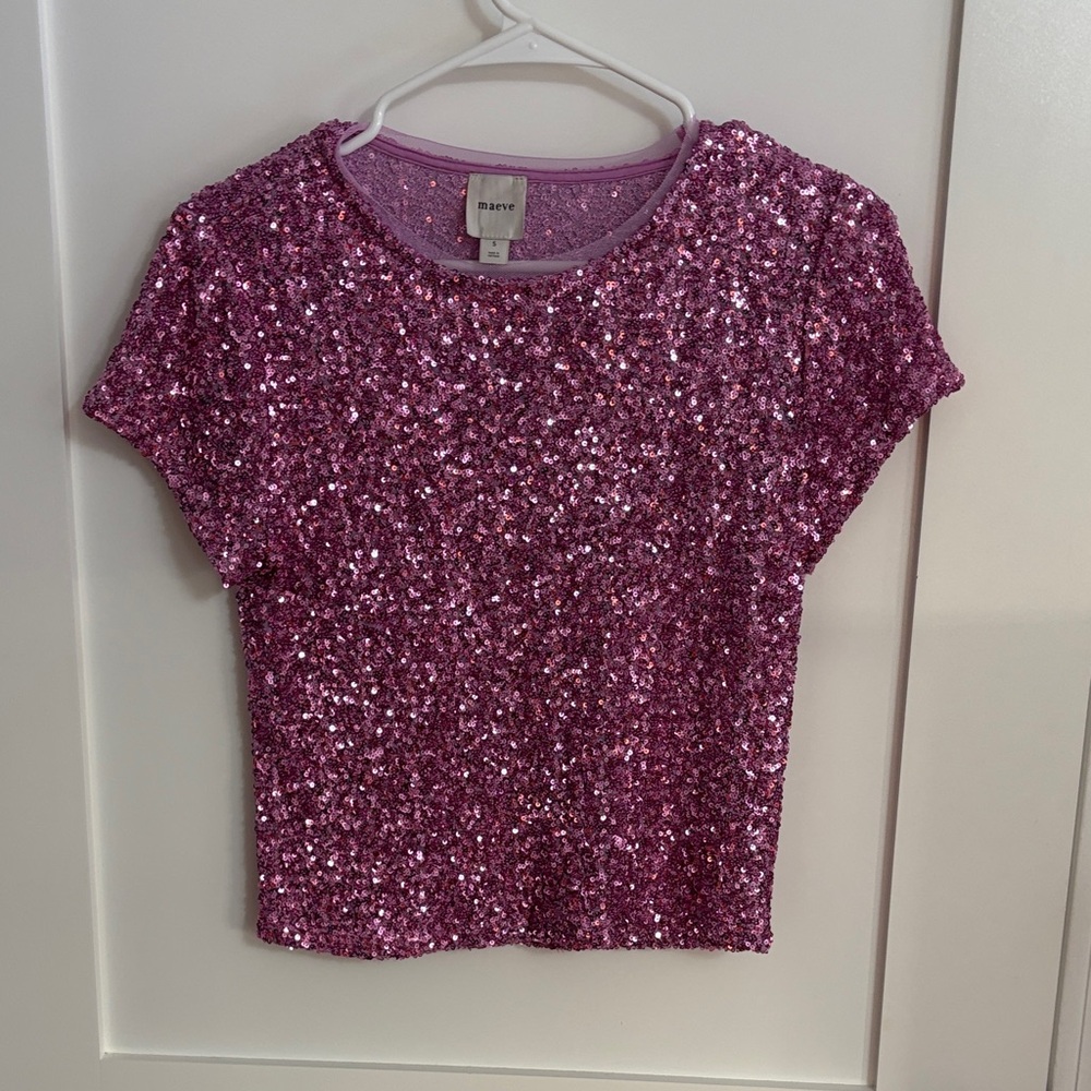 Maeve Pink Sequin Top